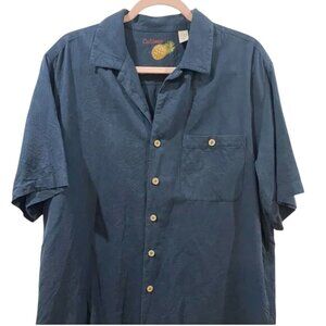 Men's Caribbean Silk Blend Embroidered Camp Shirt Size Large